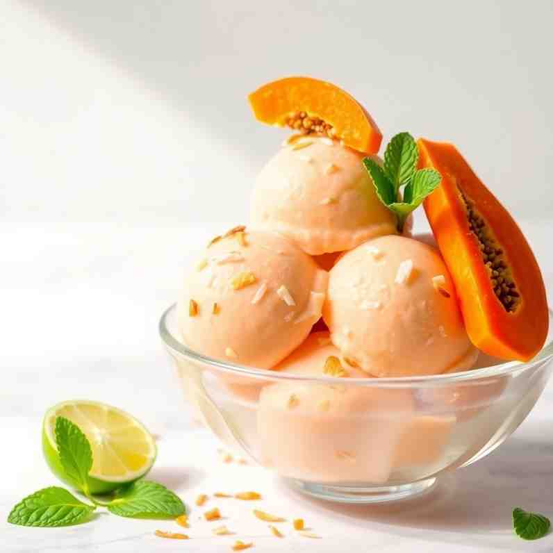 Easy No-Churn Papaya Coconut Sorbet - Vegan Gluten-Free Treat